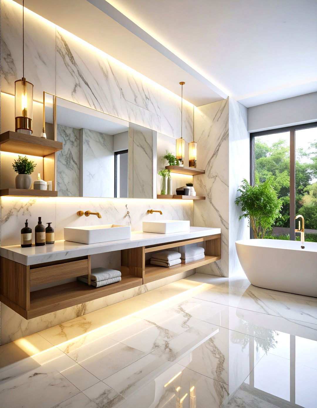 Floating Marble Shelf Display - 24 Zen Bathroom Ideas