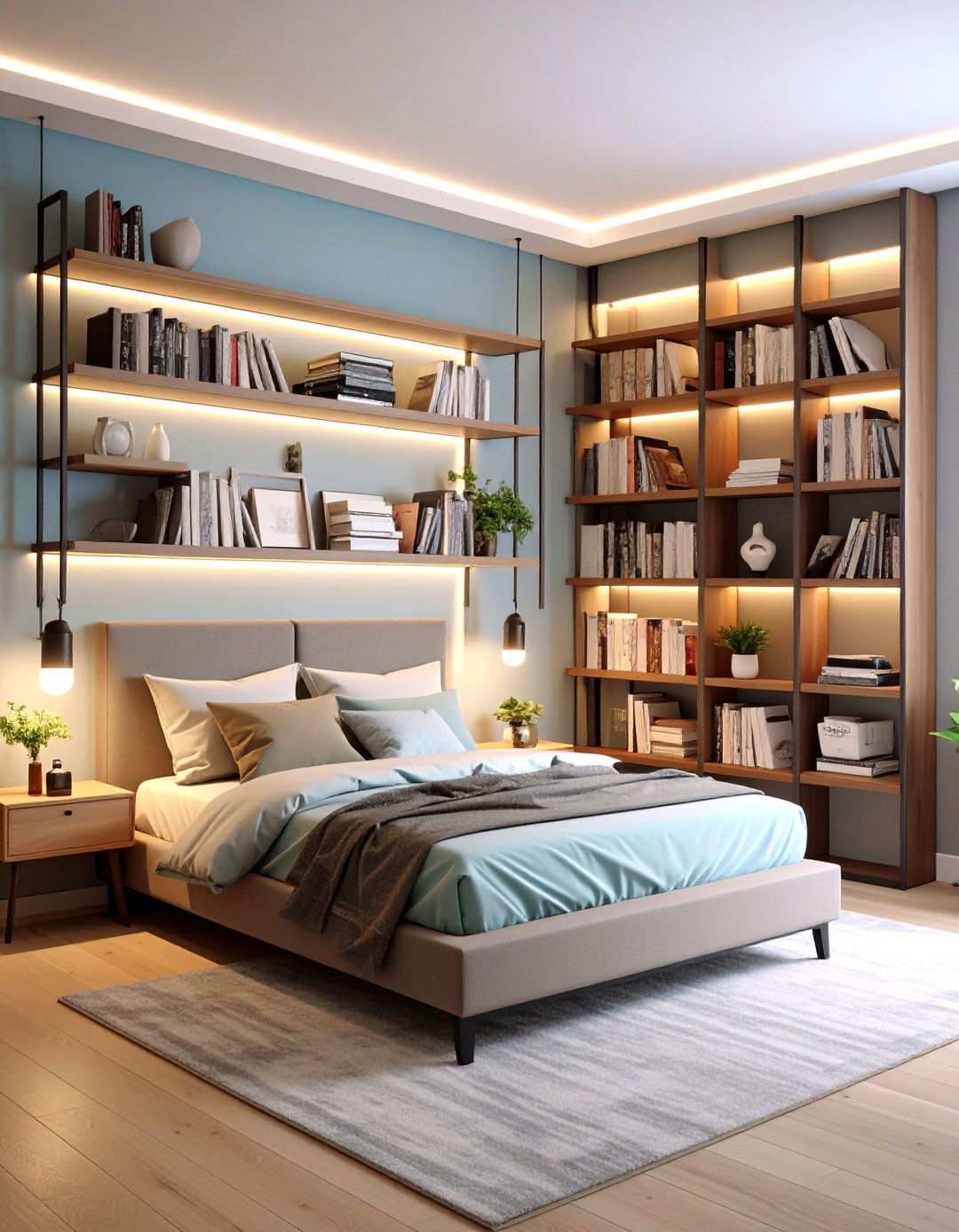 Floating Shelf Accent Lighting - 24 Neon Bedroom Ideas