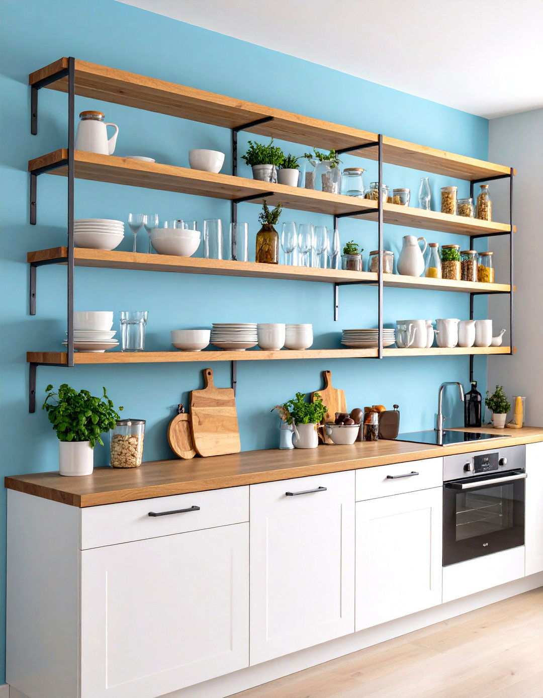 Floating Shelf Display Areas - 24 Minimalist Kitchen Ideas