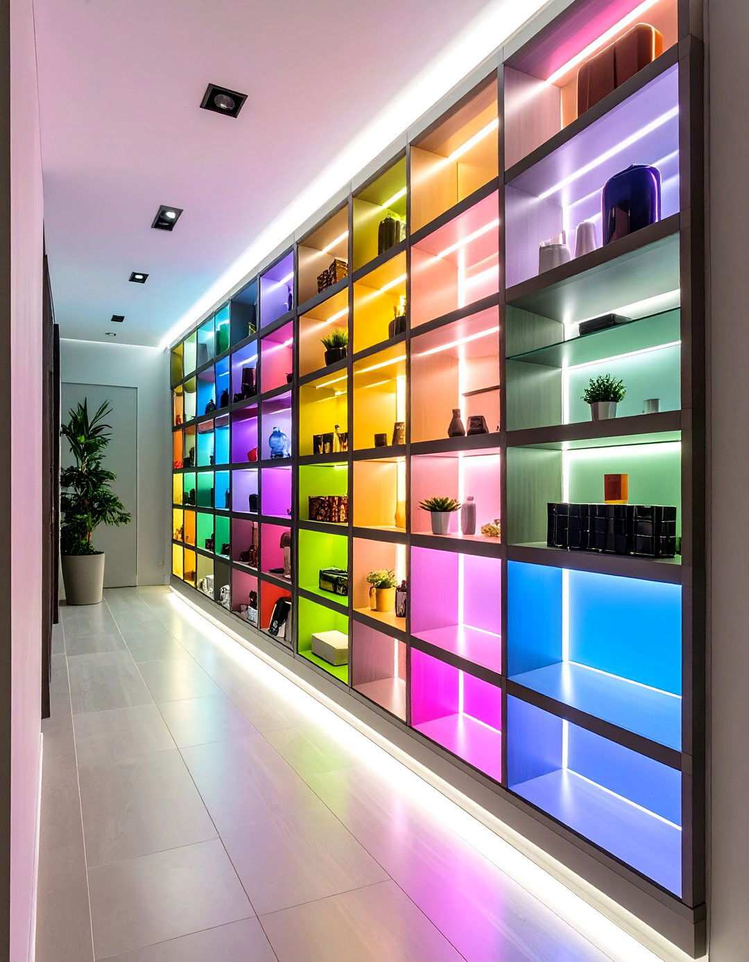 Floating Shelf Illumination System - 24 Narrow Hallway Lighting Ideas