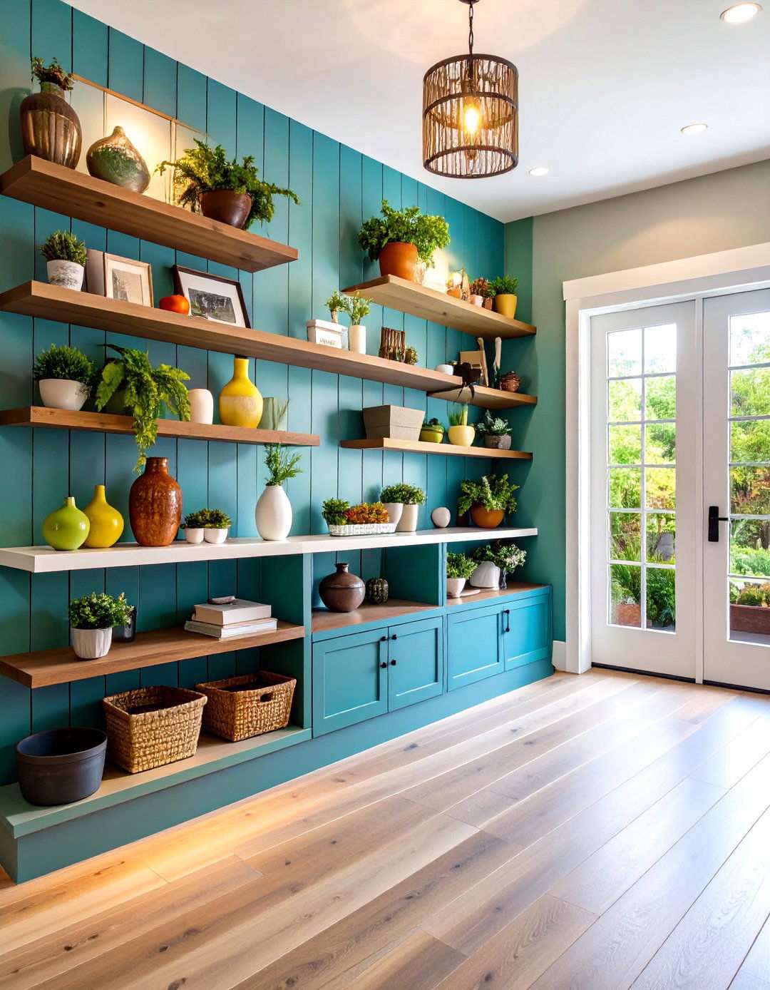 Floating Shelf Integration with Shiplap Backdrop - 24 Shiplap Wall Entryway Ideas