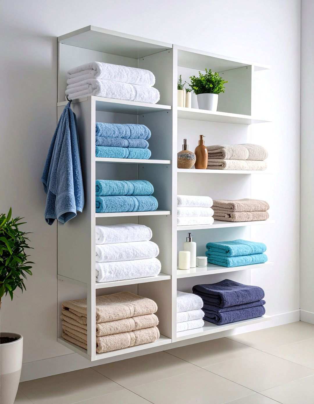 Floating Shelf Organization - 24 Towel Display Ideas