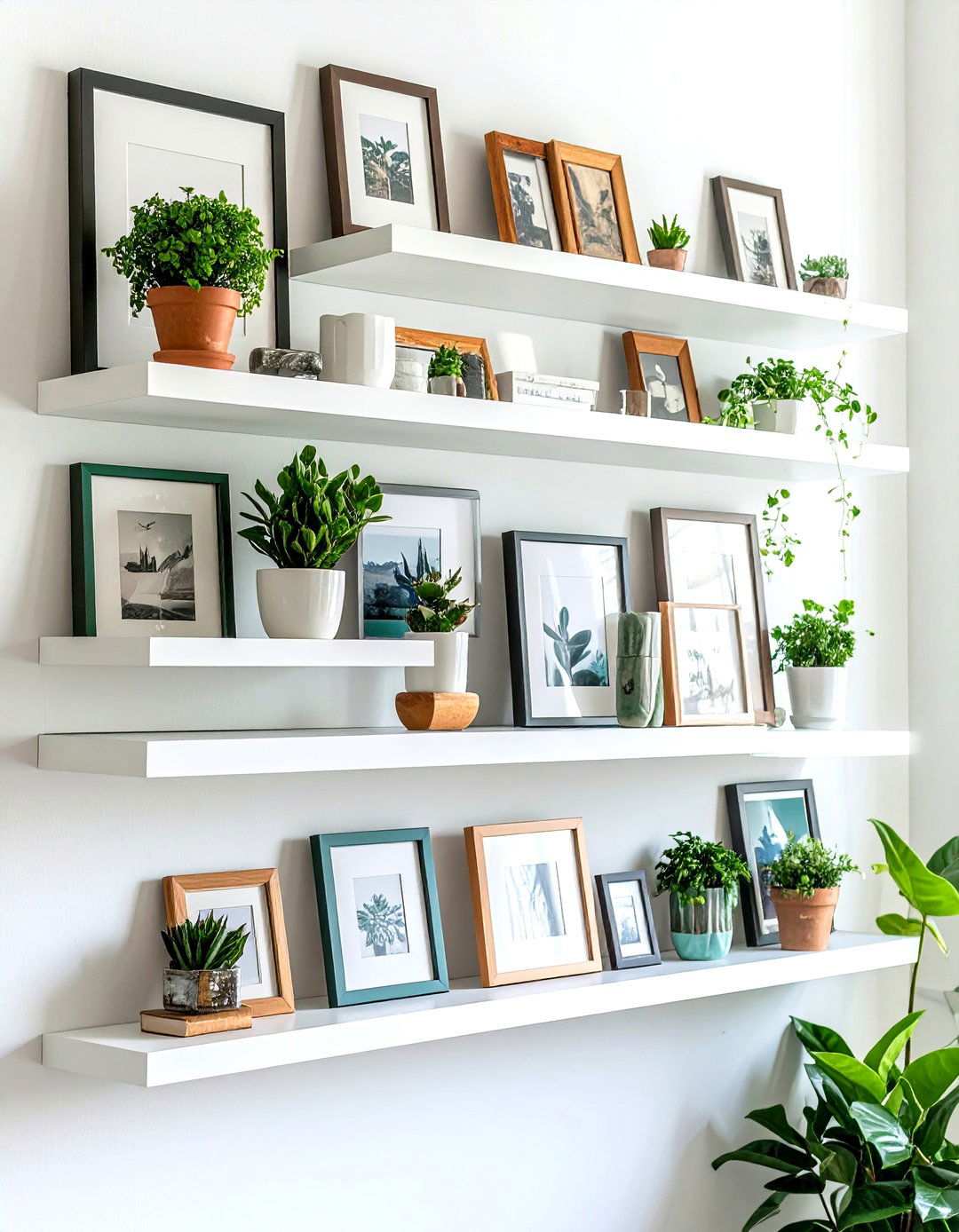 Floating Shelf Photo Displays - 24 Photo Wall Ideas