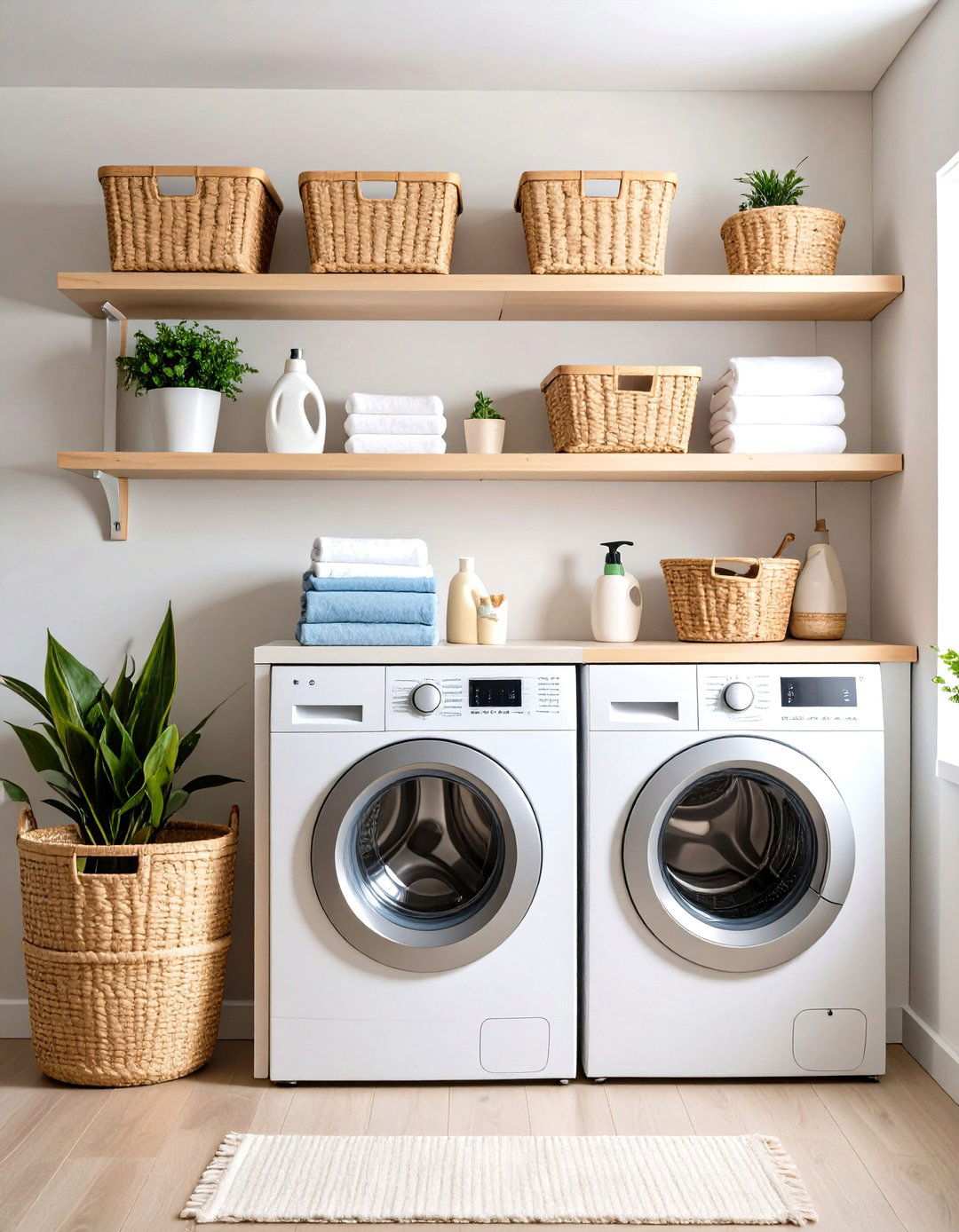 Floating Shelves Above Washer Dryer - 24 Laundry Room Shelf Ideas