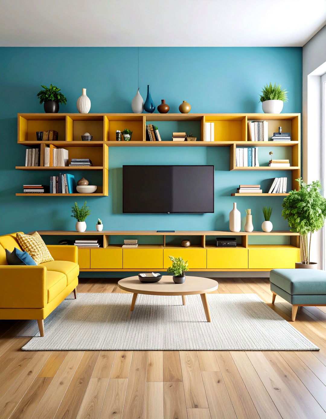Floating Shelves Surrounding Television - 24 Tv Accent Wall Ideas