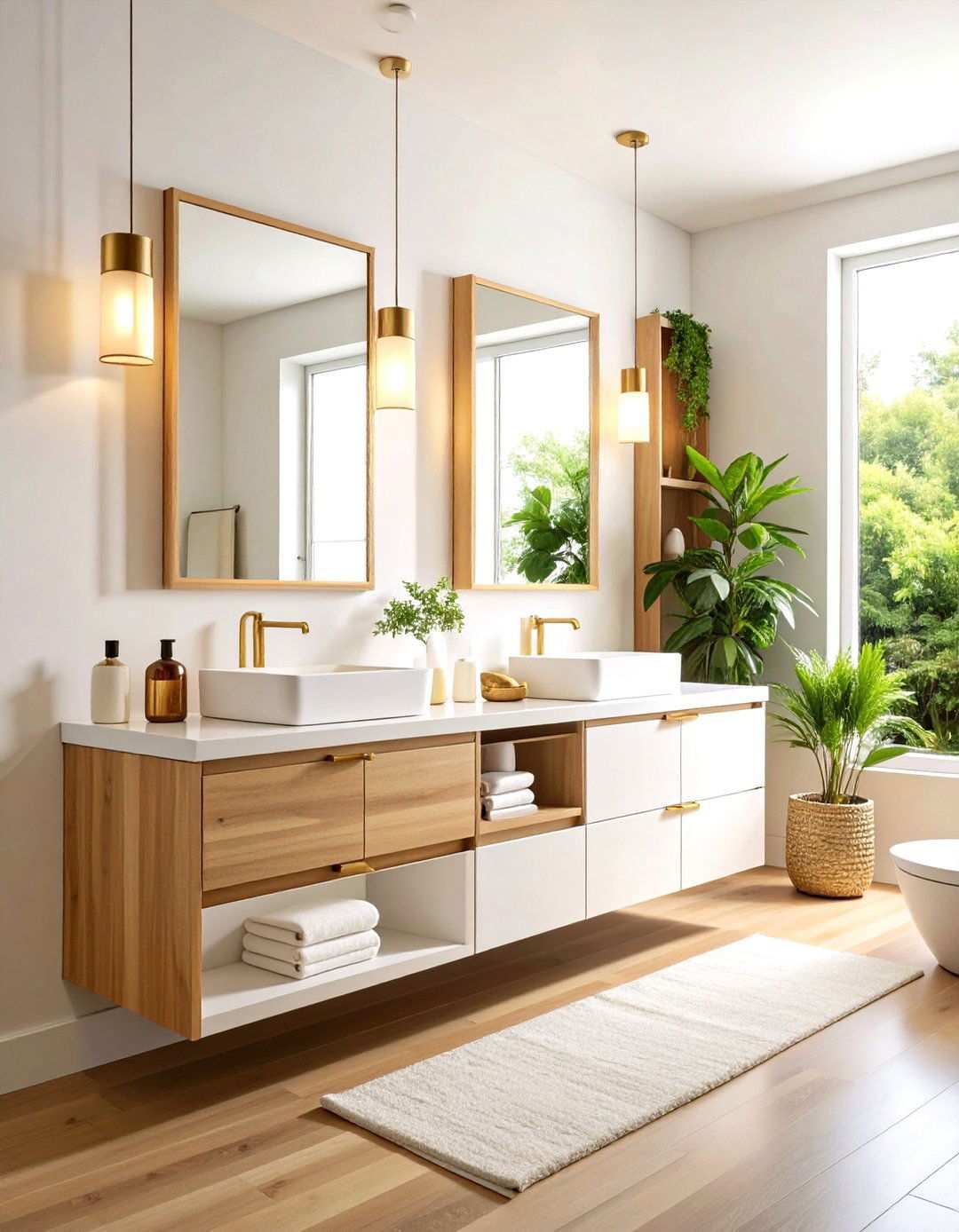Floating Vanity with Integrated Storage - 24 Minimalist Bathroom Ideas