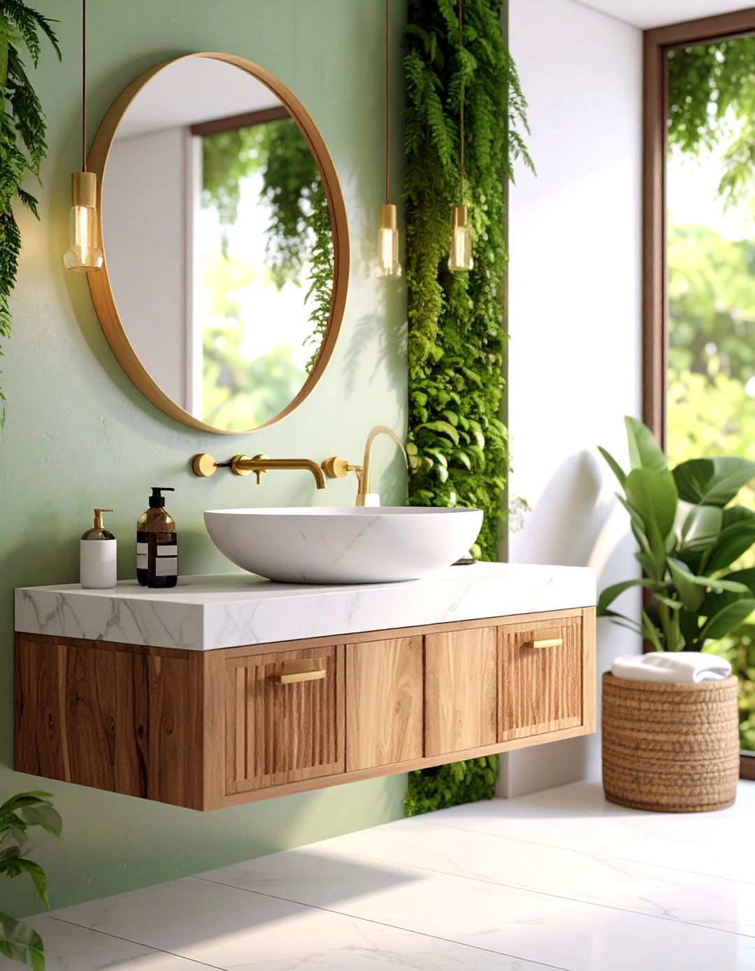 Floating Vessel Sink with Natural Stone Basin - 24 Small Bathroom Sink Ideas