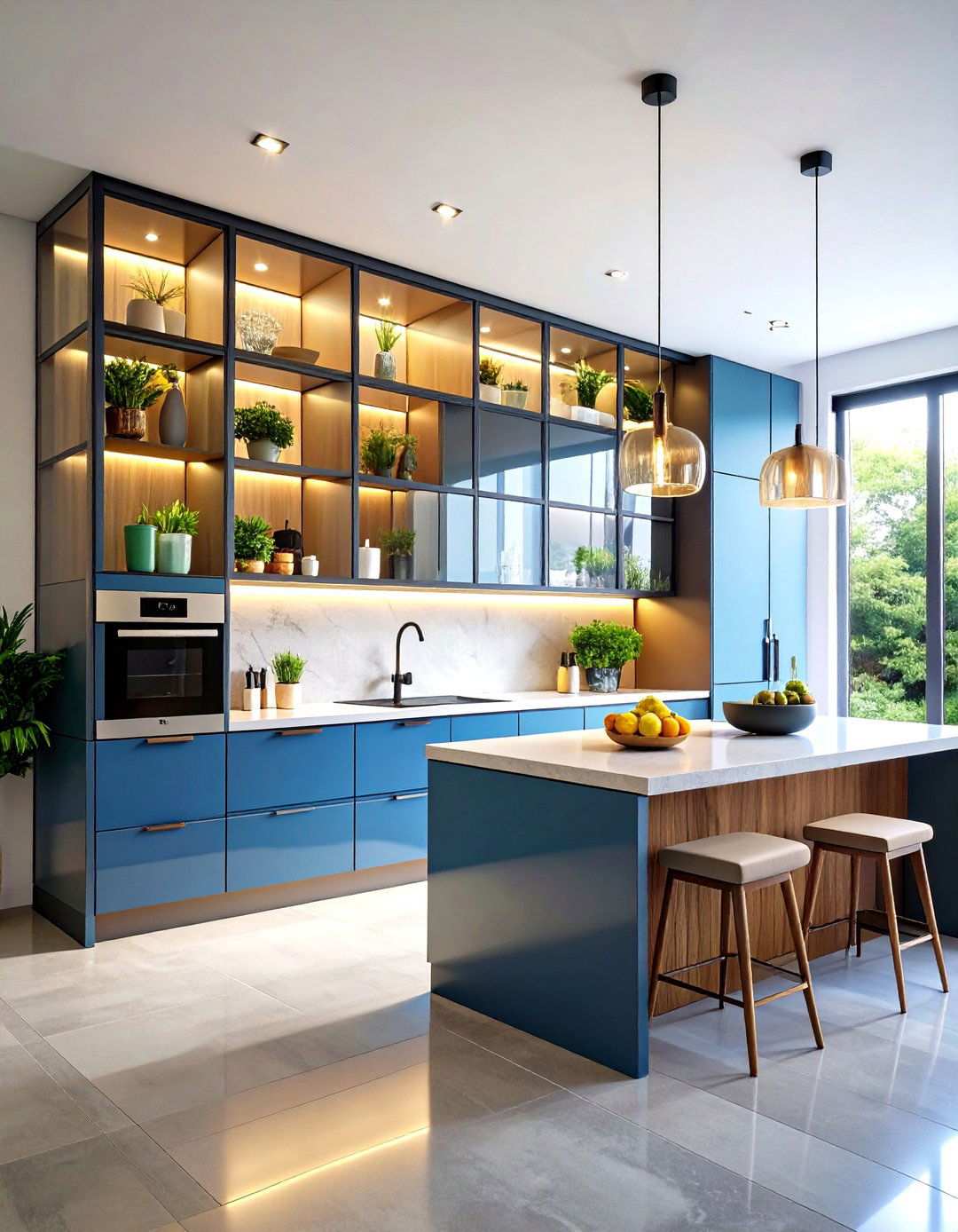 Floor to Ceiling Glass Storage - 24 Modern Style Glass Kitchen Cabinets