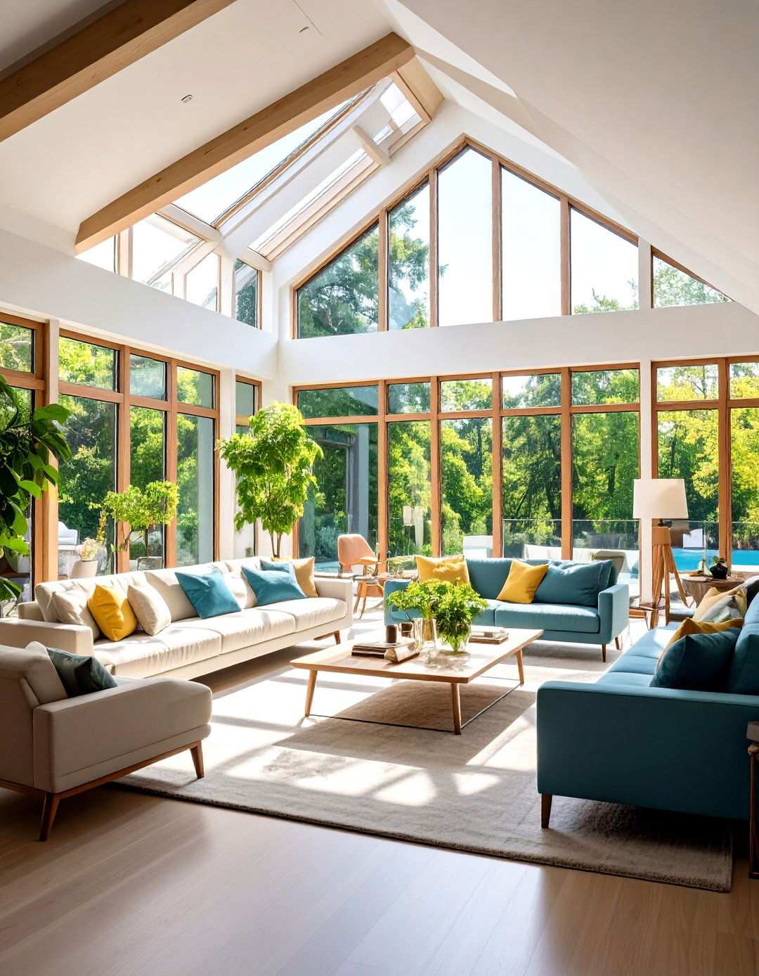Floor to Ceiling Window Wall Integration - 24 Open Concept Vaulted Ceiling Living Room Ideas