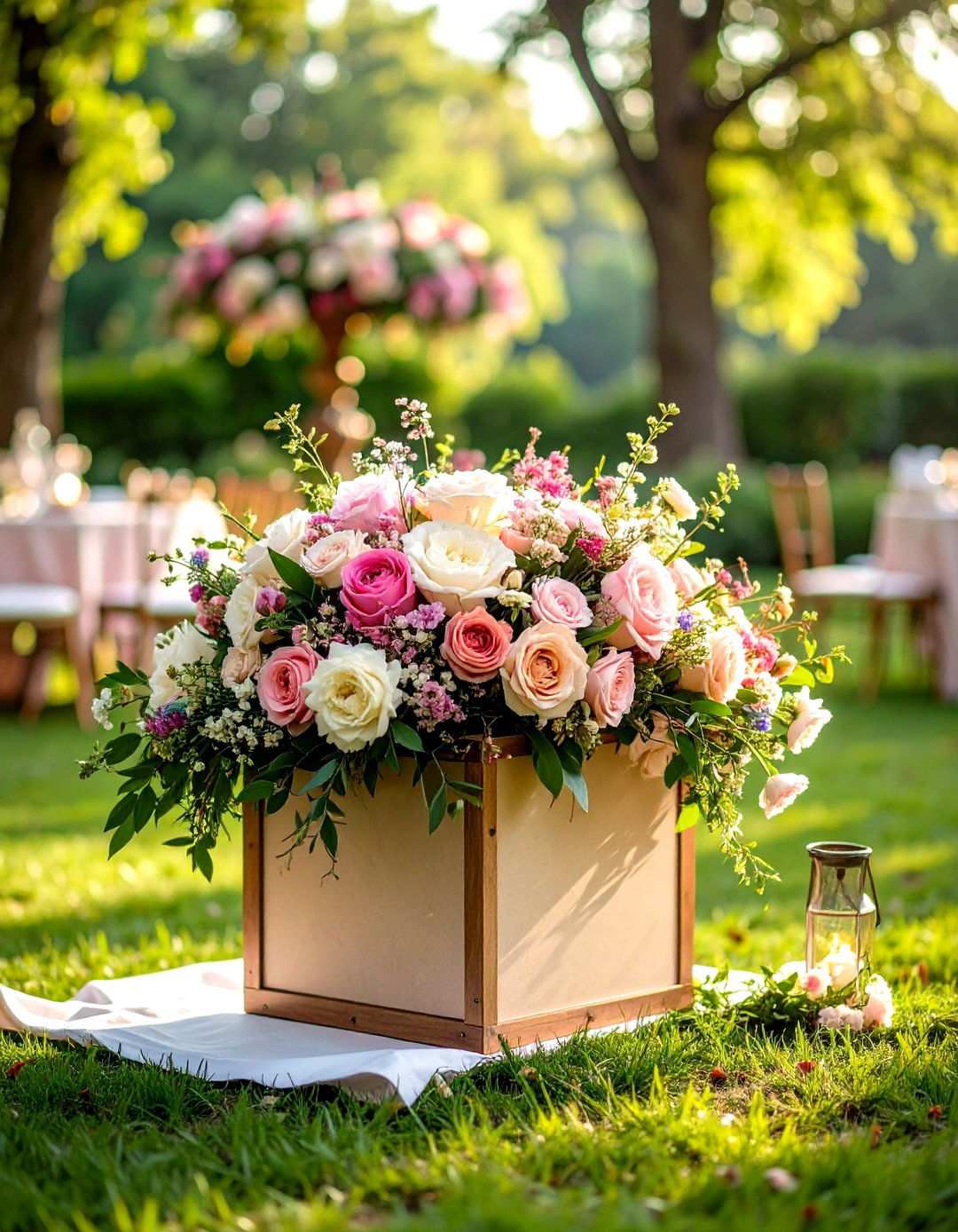 Floral Decorated Romantic Box - 24 Wedding Card Box Ideas