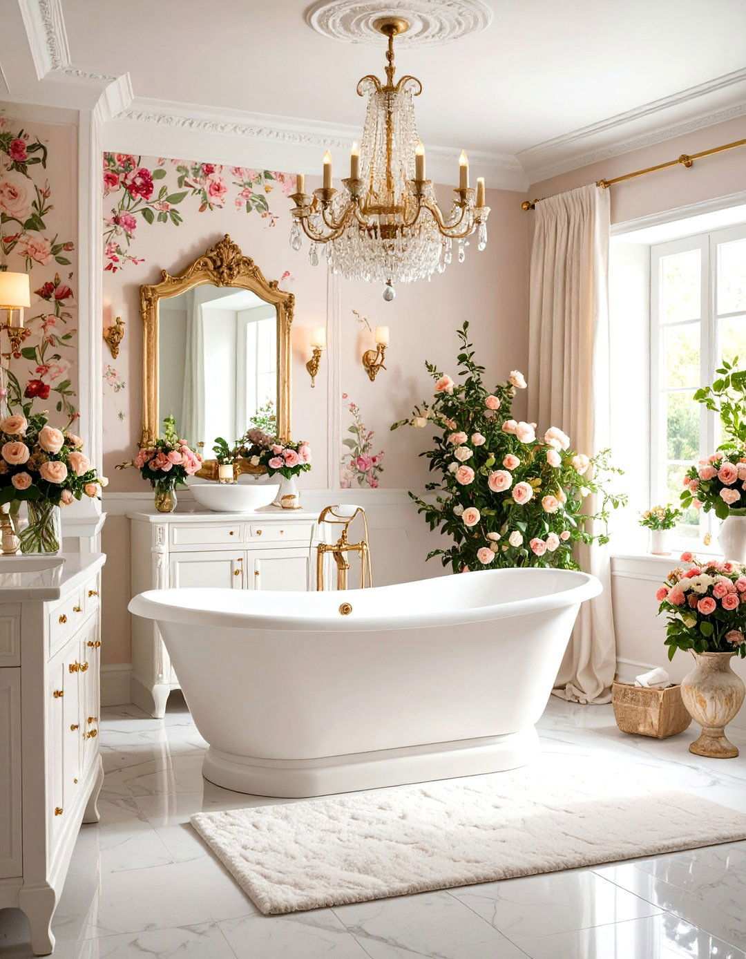 Floral Wallpaper Romance - 24 Vintage Bathroom Ideas