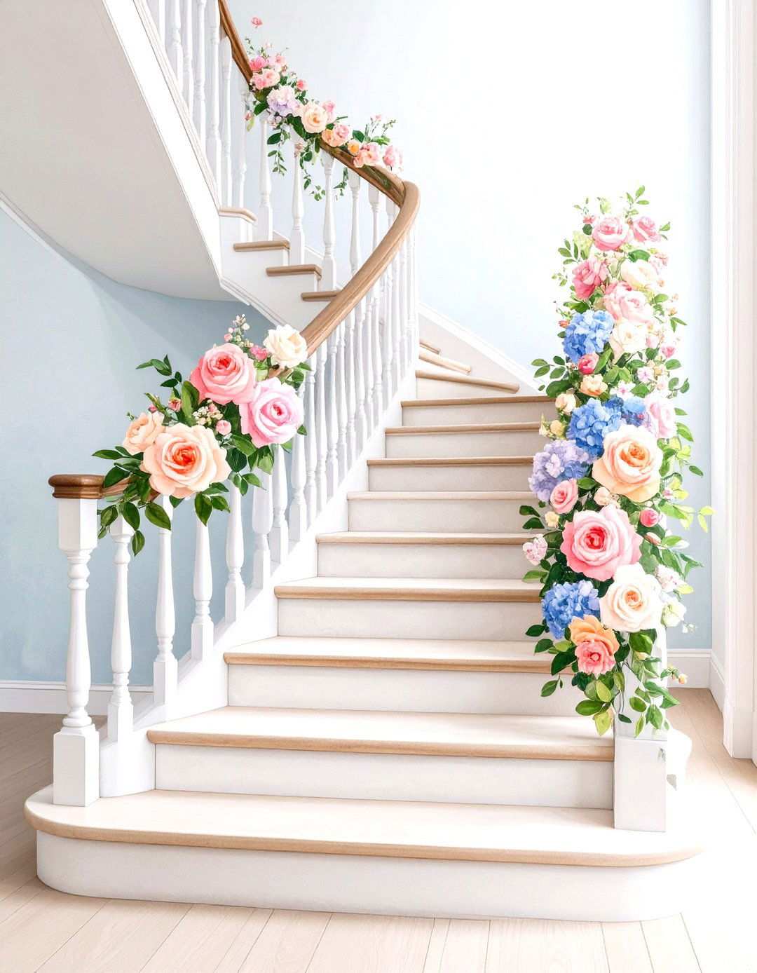Floral Watercolor Decals - 24 Stair Riser Ideas