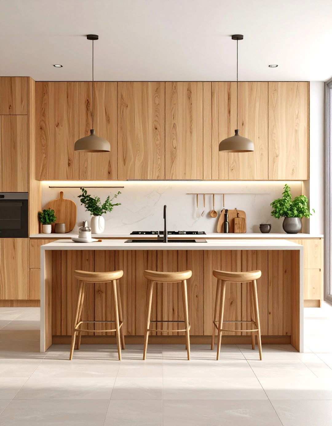 Fluted Maple Cabinet Doors with Textural Interest - 24 Maple Kitchen Cabinets Ideas
