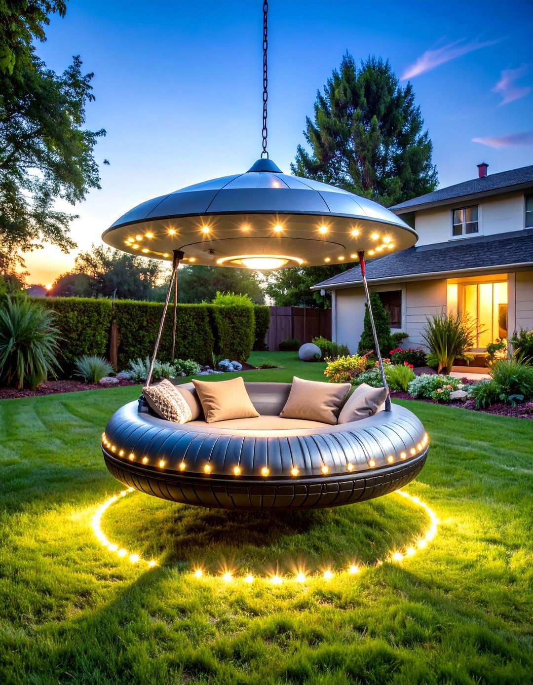 Flying Saucer UFO Tire Swing - 24 Tire Swing Ideas
