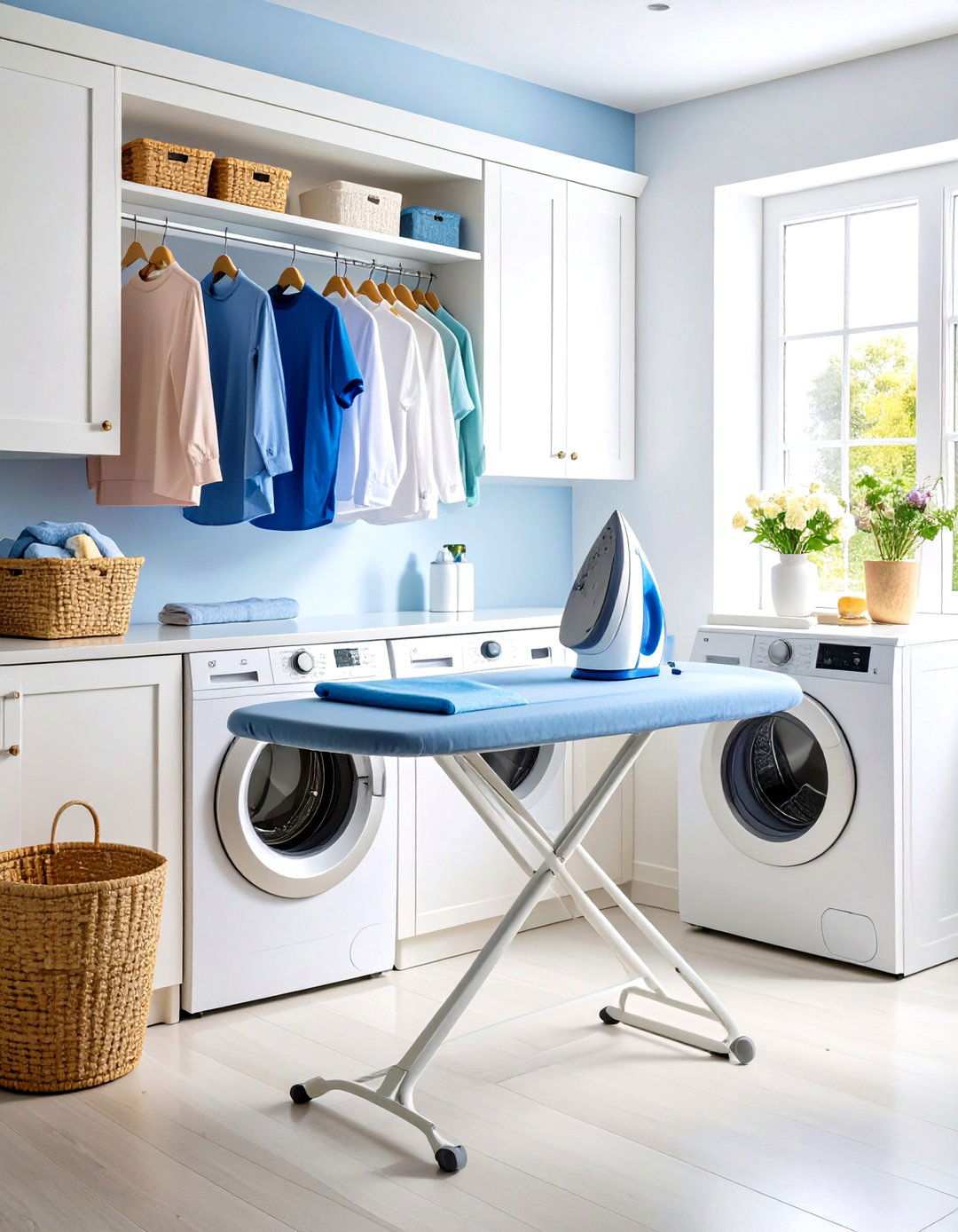 Fold Down Ironing Station - 24 Small Laundry Room Ideas With a Top Load Washing Machine