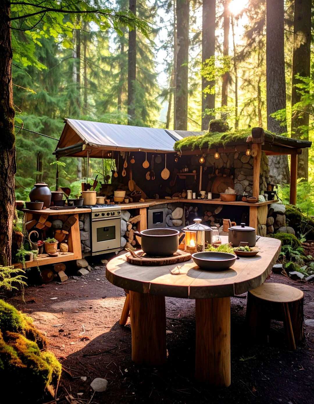 Forest Explorer Mud Kitchen with Natural Discovery Elements - 24 Mud Kitchen Ideas