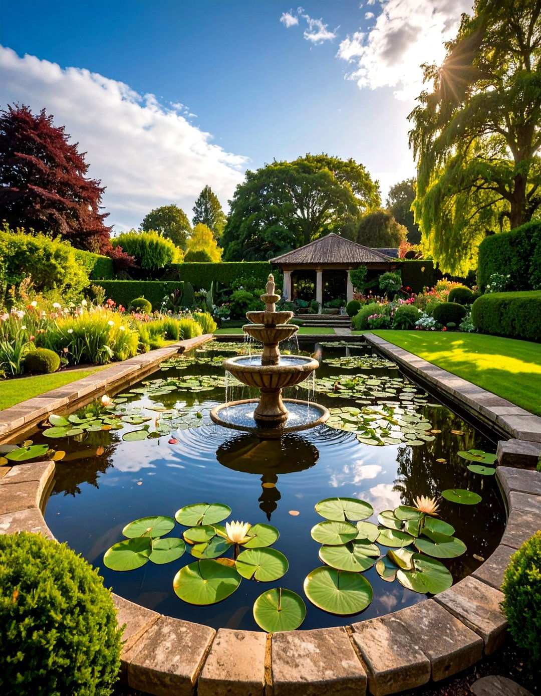 Formal English Garden Pond - 24 Pond Landscaping Ideas
