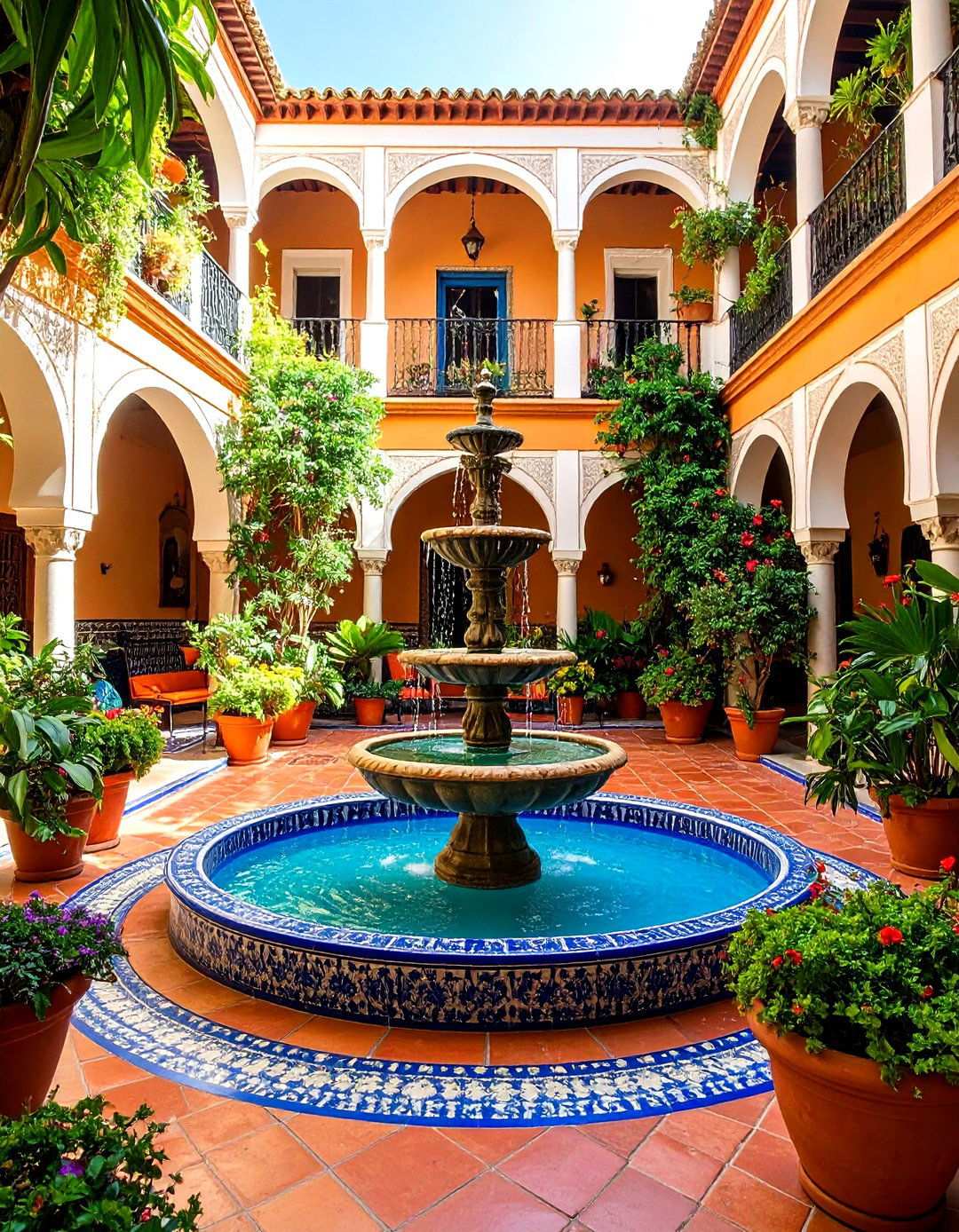 Fountain Courtyard Central Feature Design - 24 spanish bungalow exterior ideas
