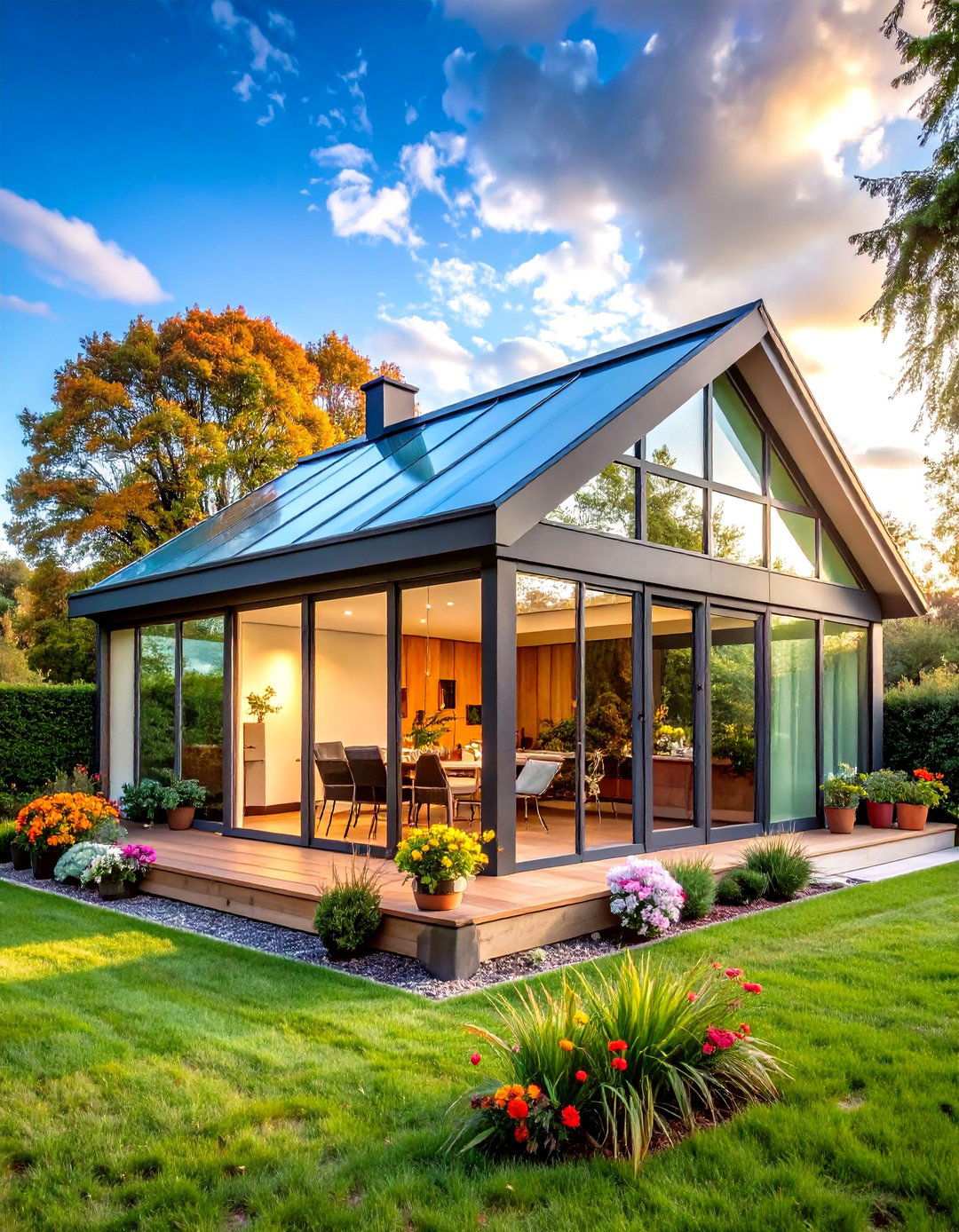 Four Season Glass Roof Studio Sunroom - 24 Sunroom and Deck Combo Ideas