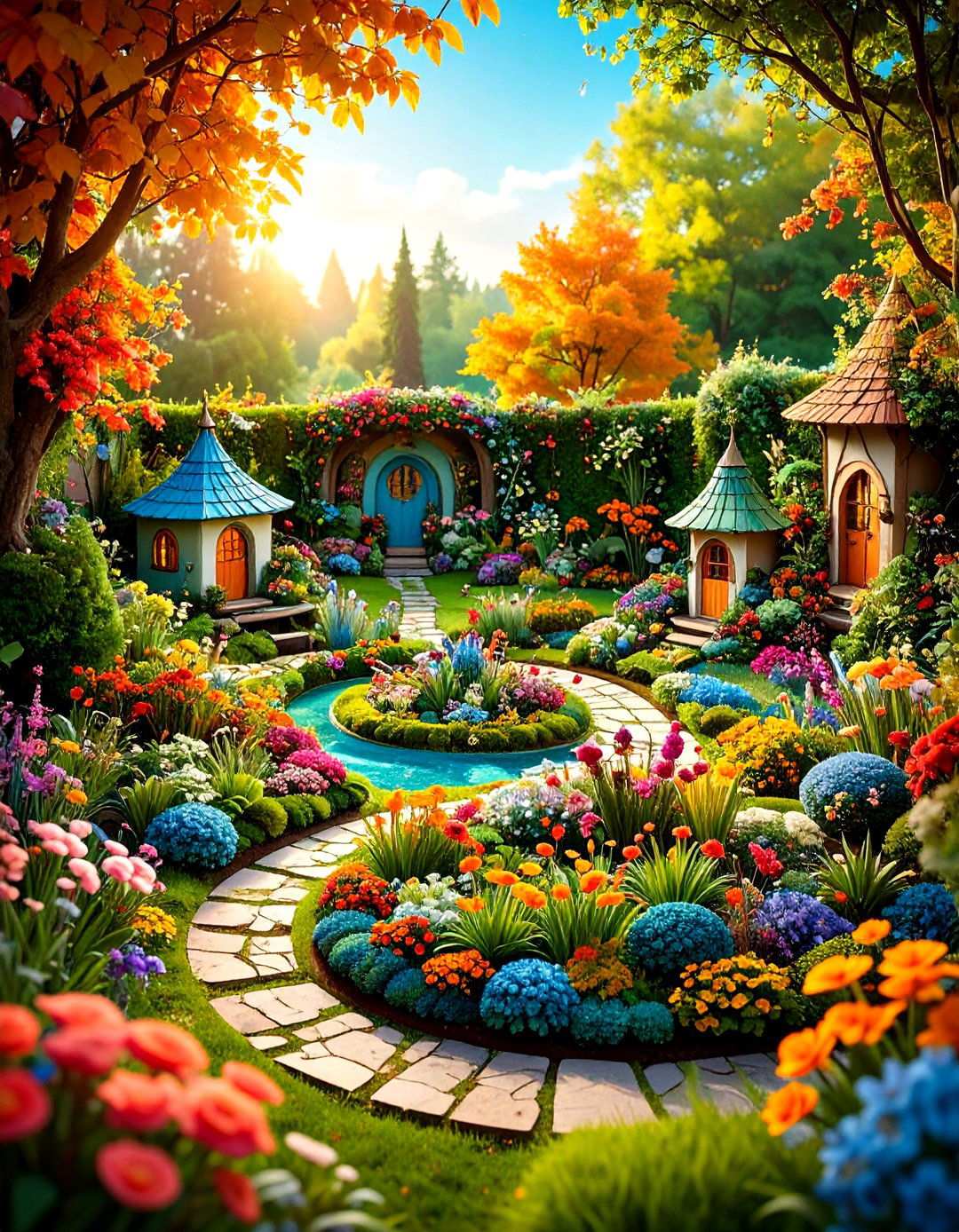 Four Seasons Fairy Garden with Seasonal Transitions - 24 Large Fairy Garden Ideas