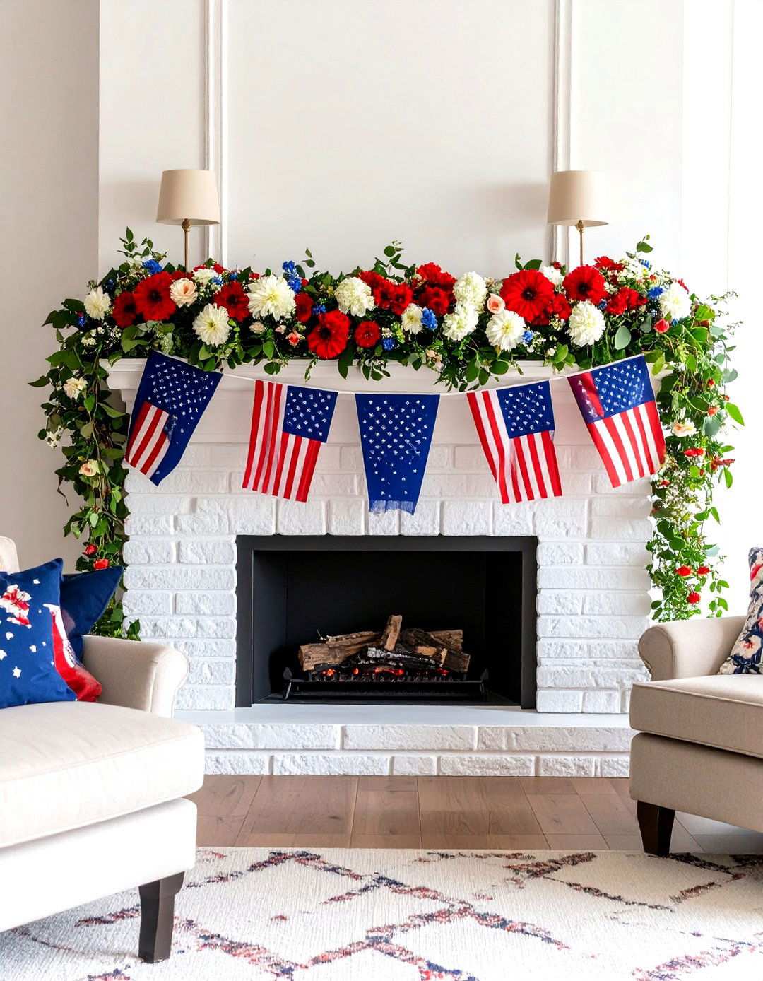 Fourth of July Patriotic Garland - 24 Mantel Garland Ideas