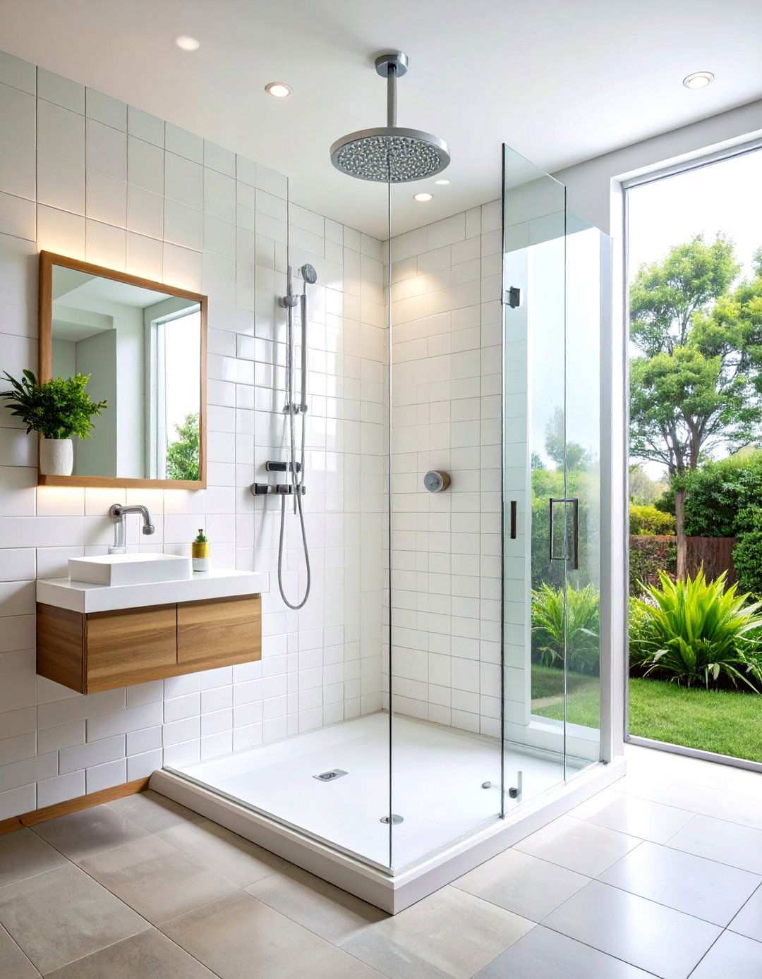 Frameless Glass Corner Shower Design - 24 Small Bathroom Walk in Shower Ideas