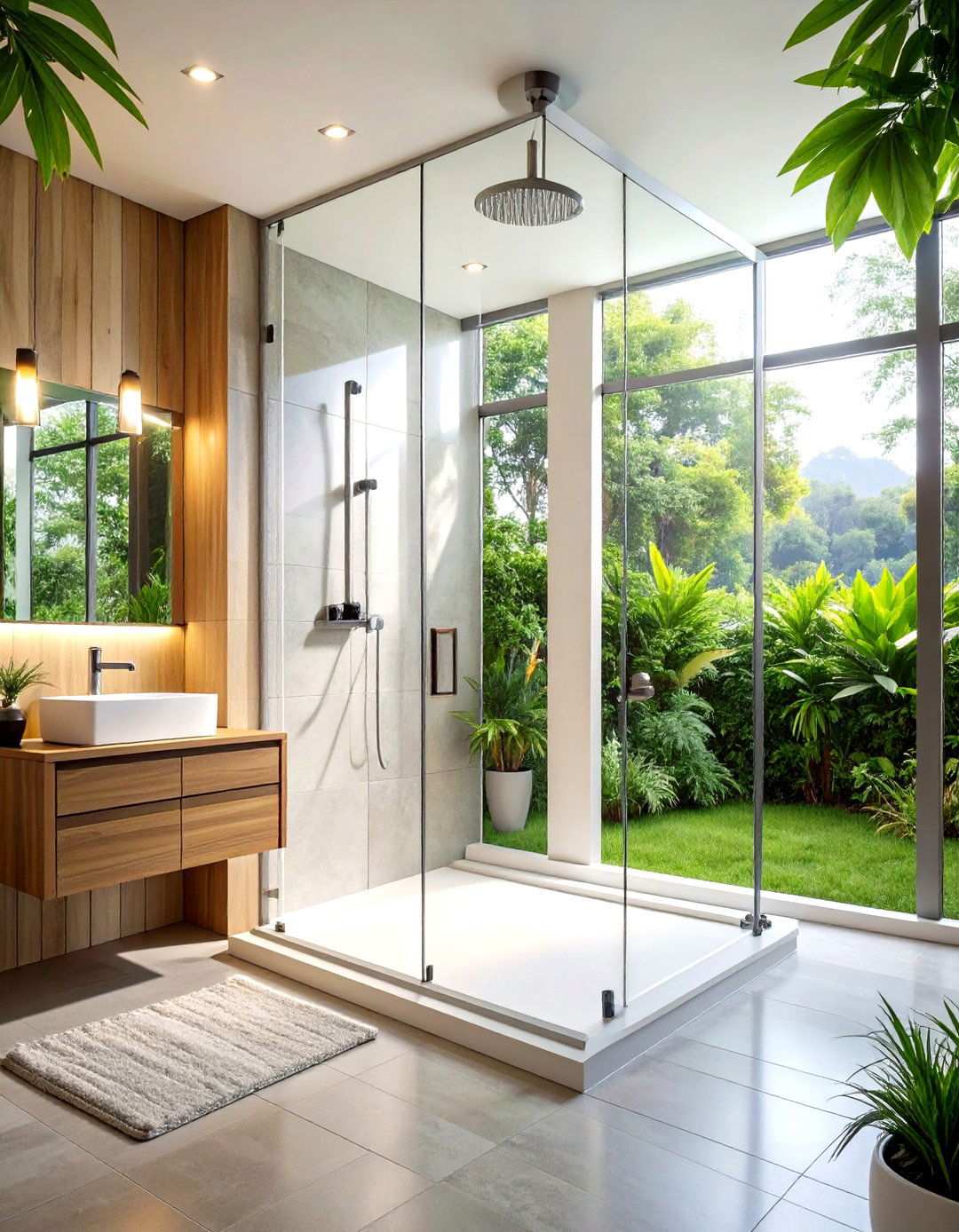 Frameless Glass Door Configuration - 24 Small Bathroom Walk-in Shower Ideas