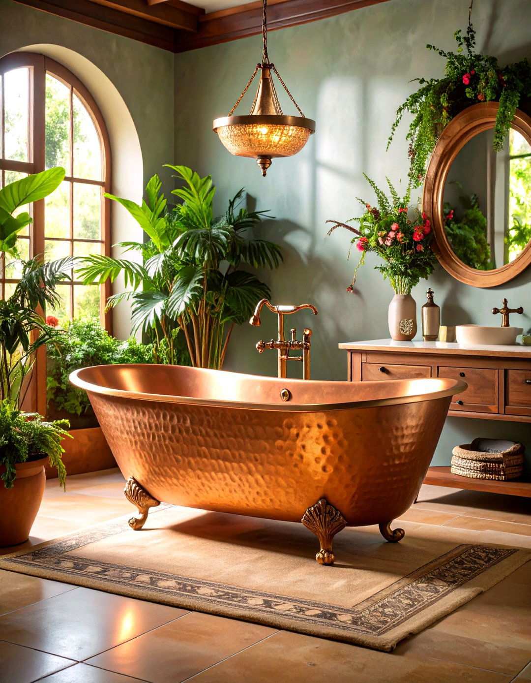 Freestanding Copper Bathtubs - 24 Spanish Style Bathroom Ideas