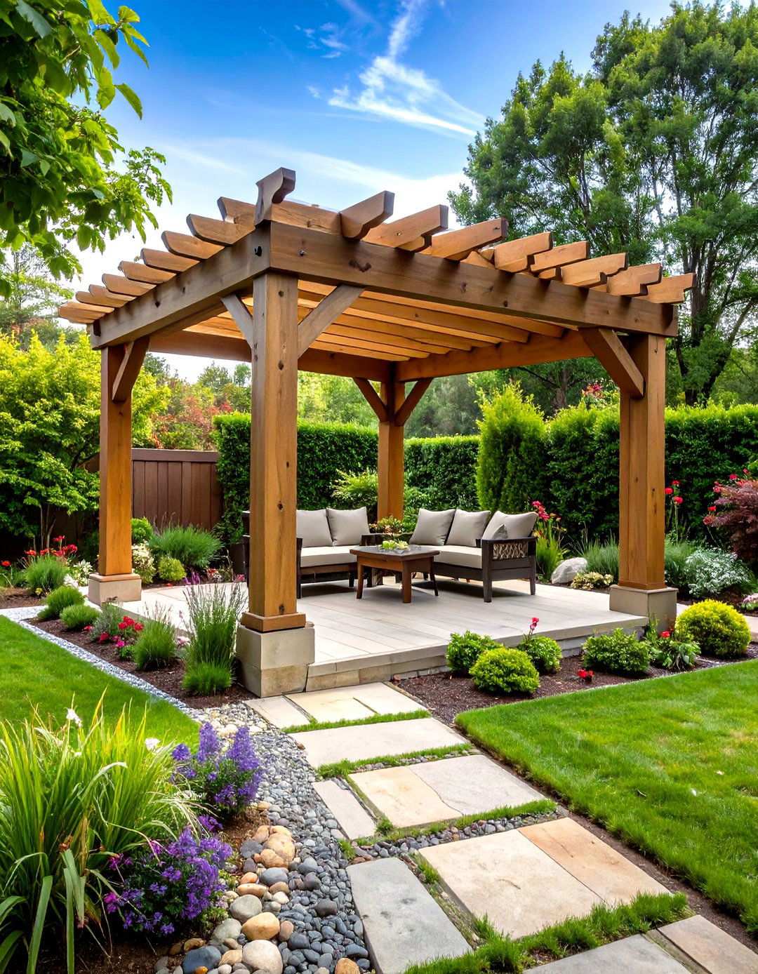 Freestanding Garden Pergola Structure - 24 Patio With a Pergola Ideas