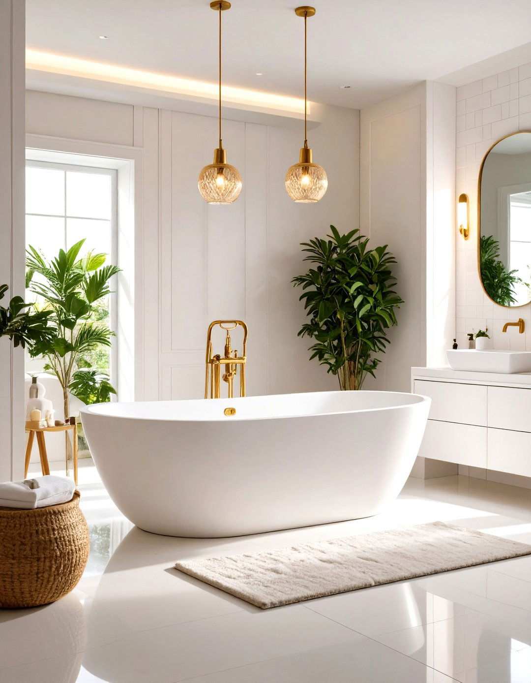 Freestanding Tub Focus - 24 White and Gold Bathroom Ideas