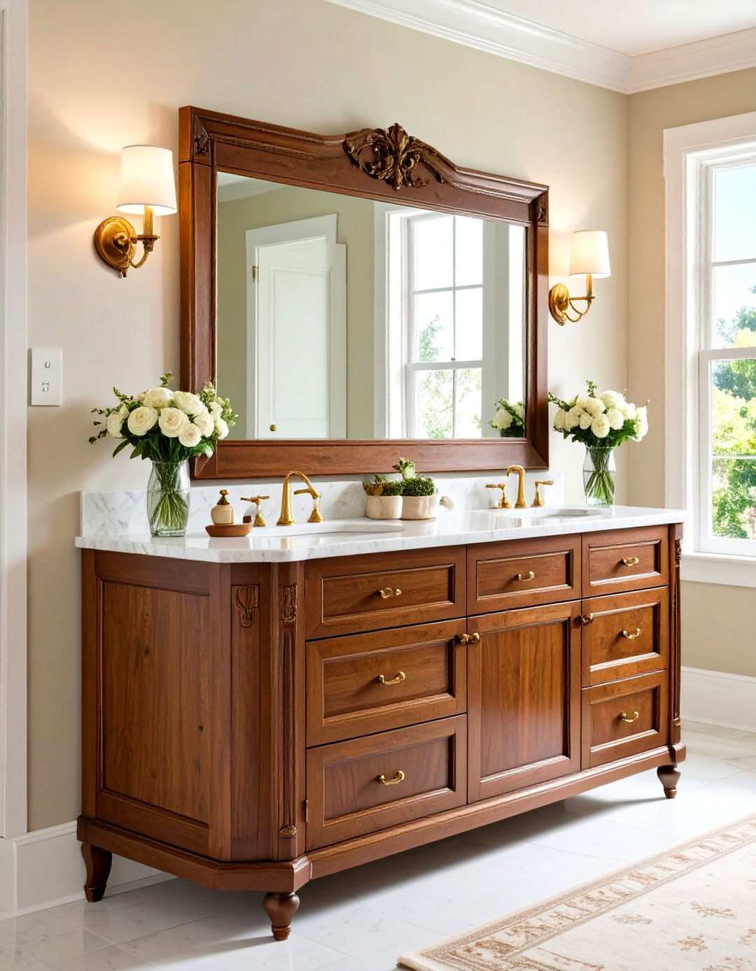 Freestanding Wooden Vanity Cabinet - 24 Victorian Bathroom Ideas
