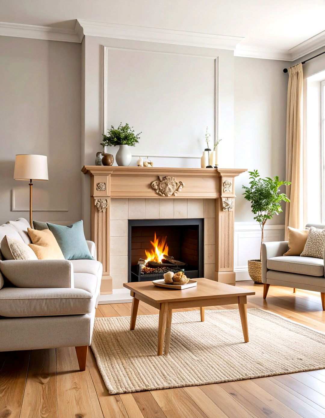 French Country Beech Wood Mantel - 24 Wood Mantel Ideas