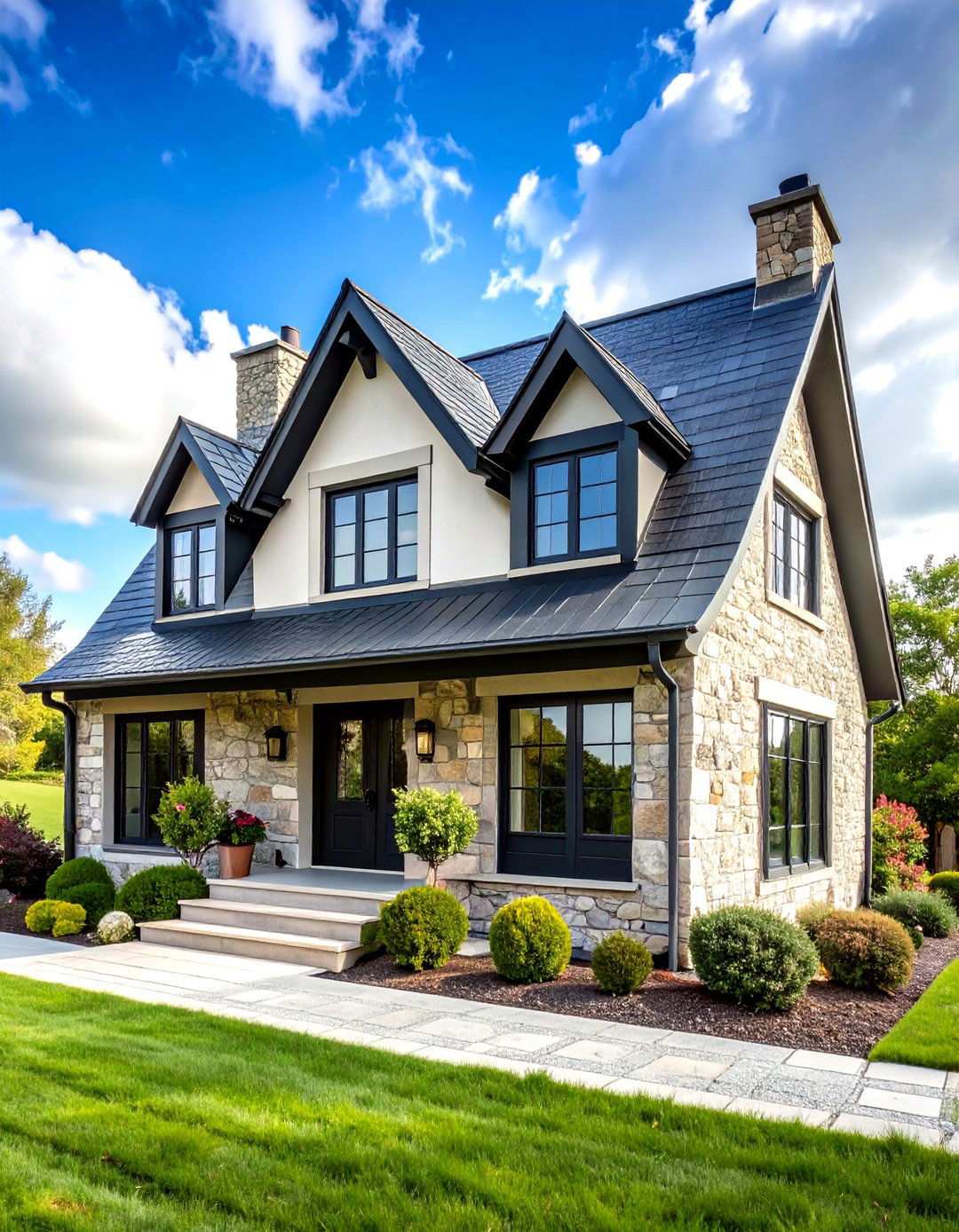 French Country Elegance - 24 Houses With Black Windows