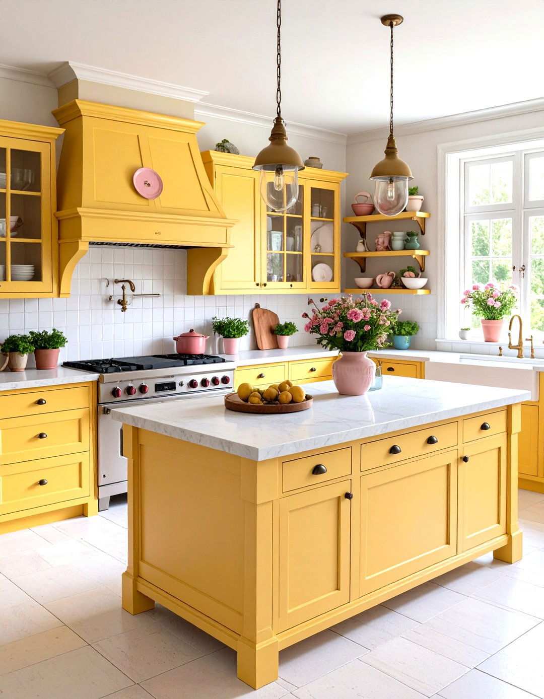 French Country Kitchen - 24 How to Decorate With Yellow and Pink