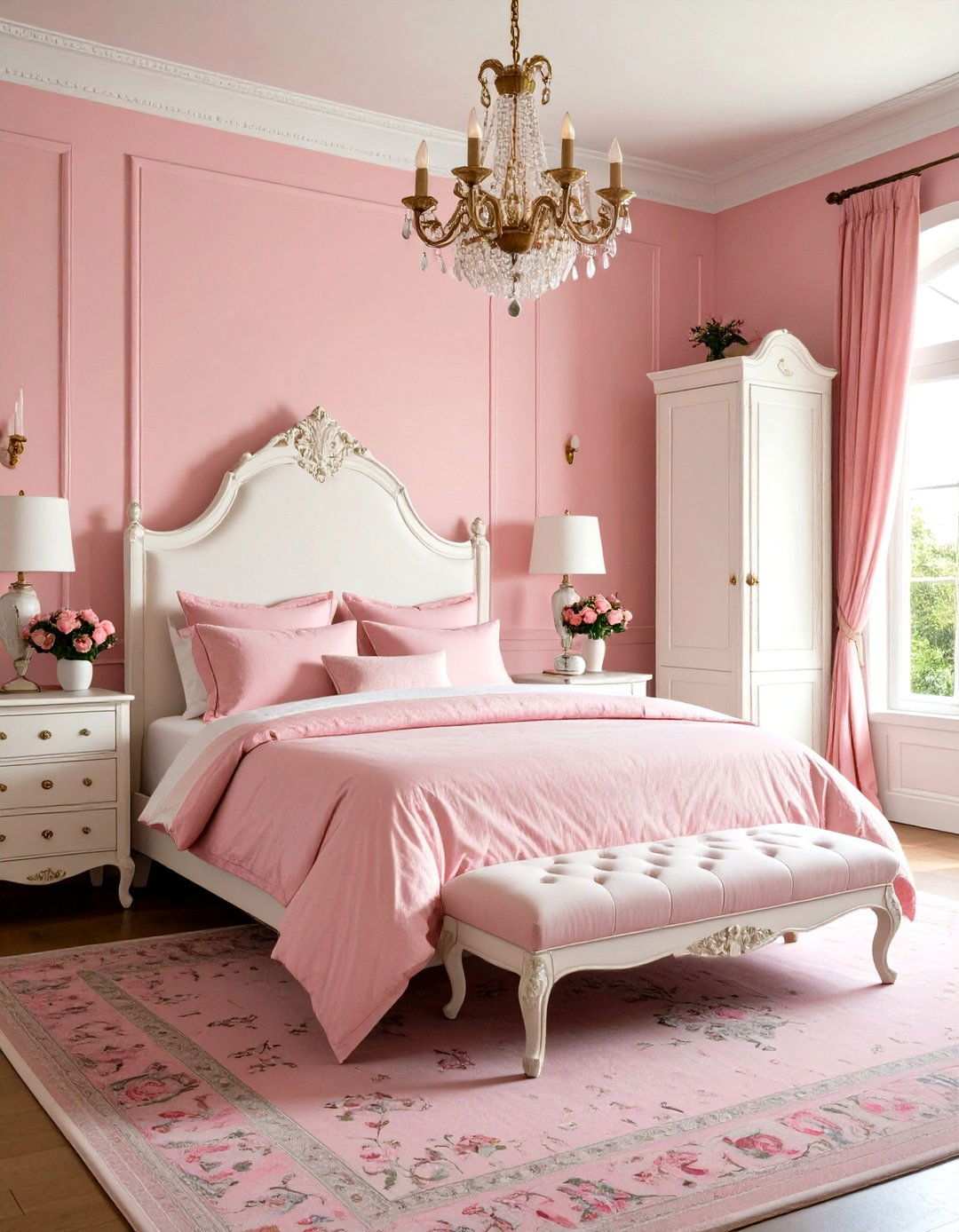 French Country Pink Bedroom - 24 Pink and White Bedroom Ideas