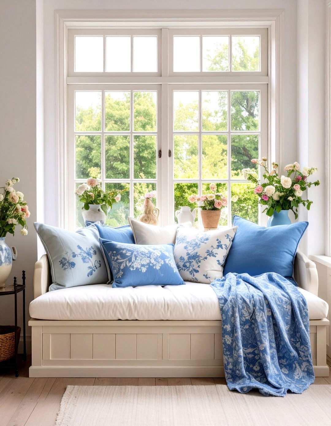 French Country Toile Window Banquette - 24 Window Seat Ideas