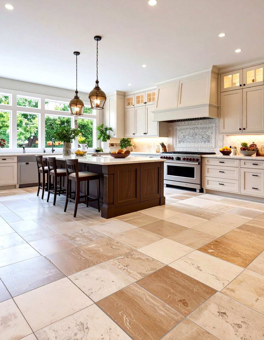 French Pattern Travertine Layout Design - 24 Travertine Floor Kitchen Ideas