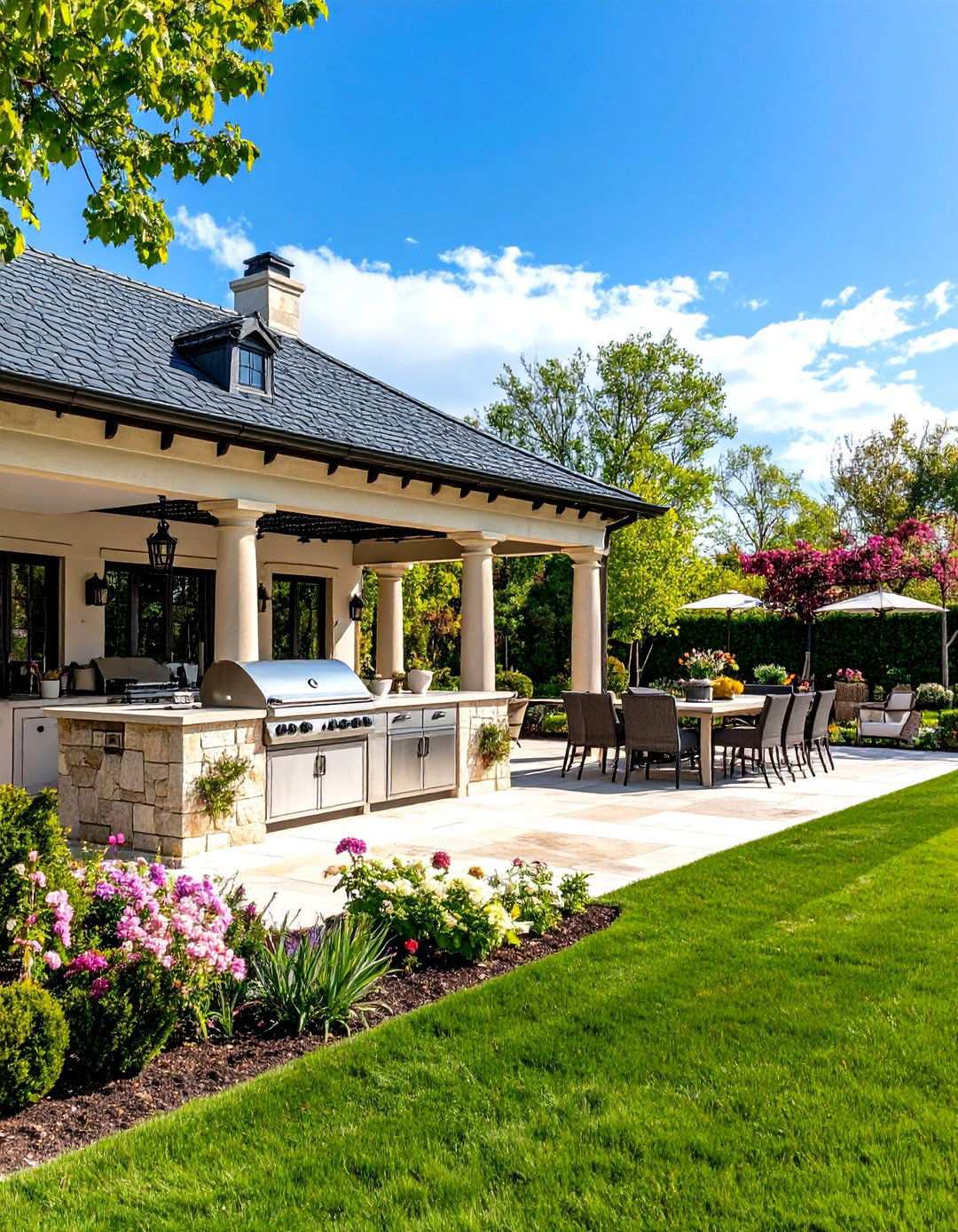 French Provincial Chateau Style - 24 Outdoor Kitchen with a Gazebo Ideas
