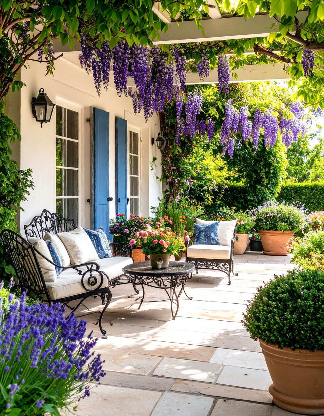 French Provincial Veranda with Elegant Curves - 24 Veranda Ideas