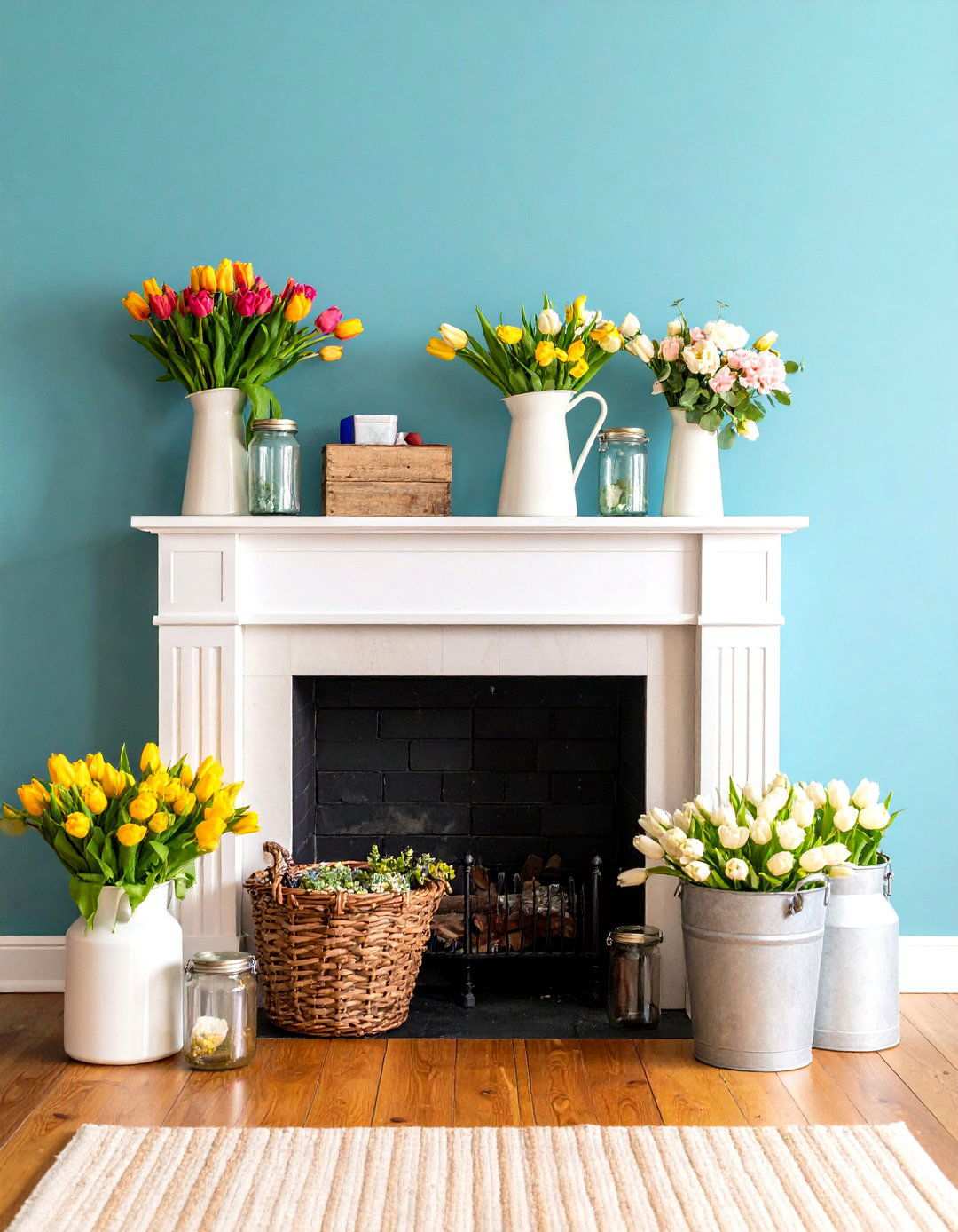 Fresh Farmhouse Florals - 24 Spring Mantel Decor Ideas