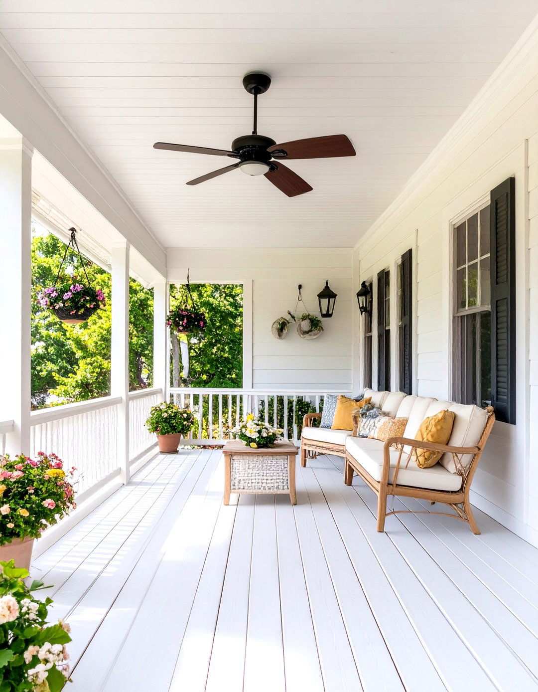 Front Porch Ceiling Fans and Lighting - 24 modern cottage house exterior ideas