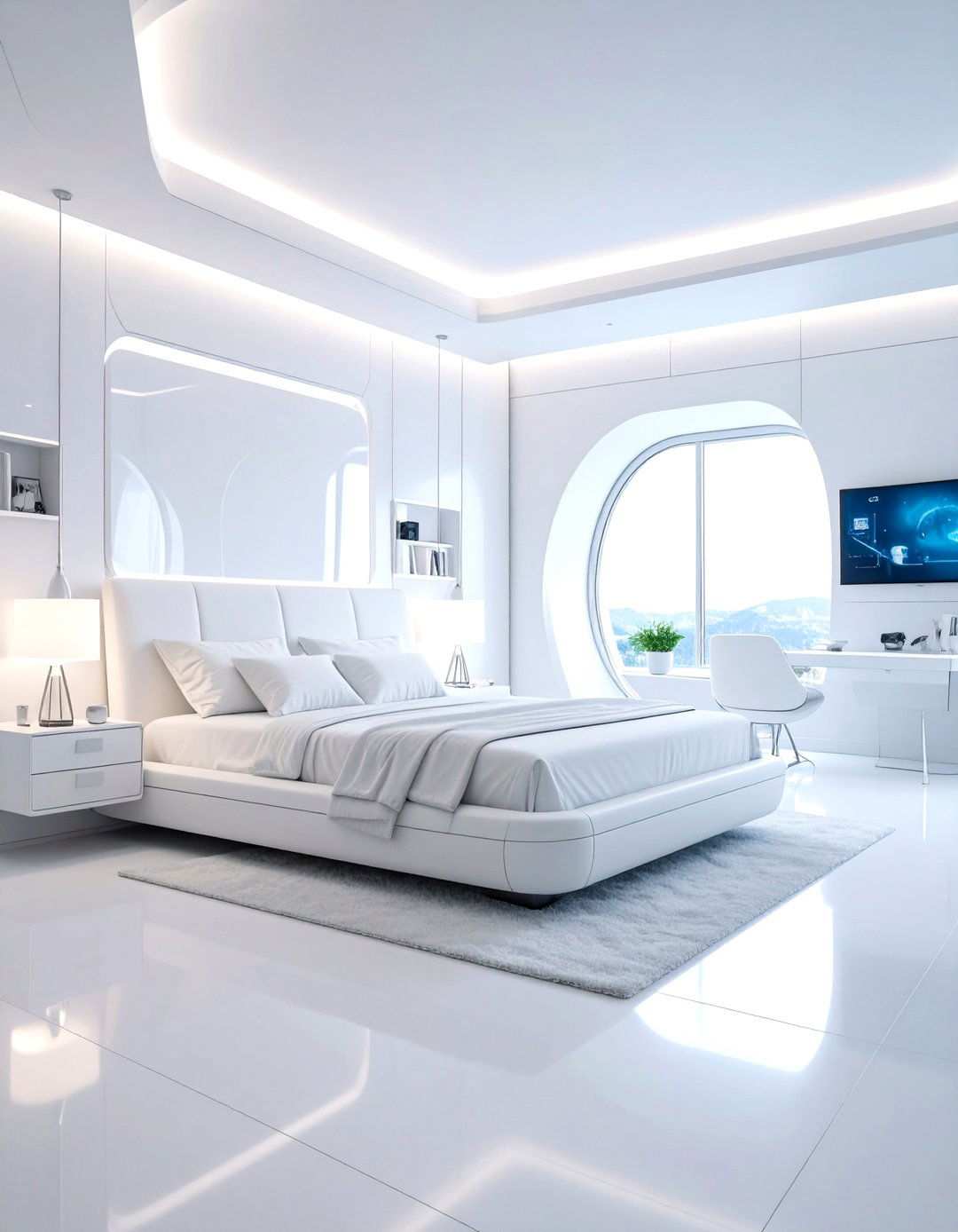 Futuristic Modern White Bedroom - 24 White Bedroom Ideas