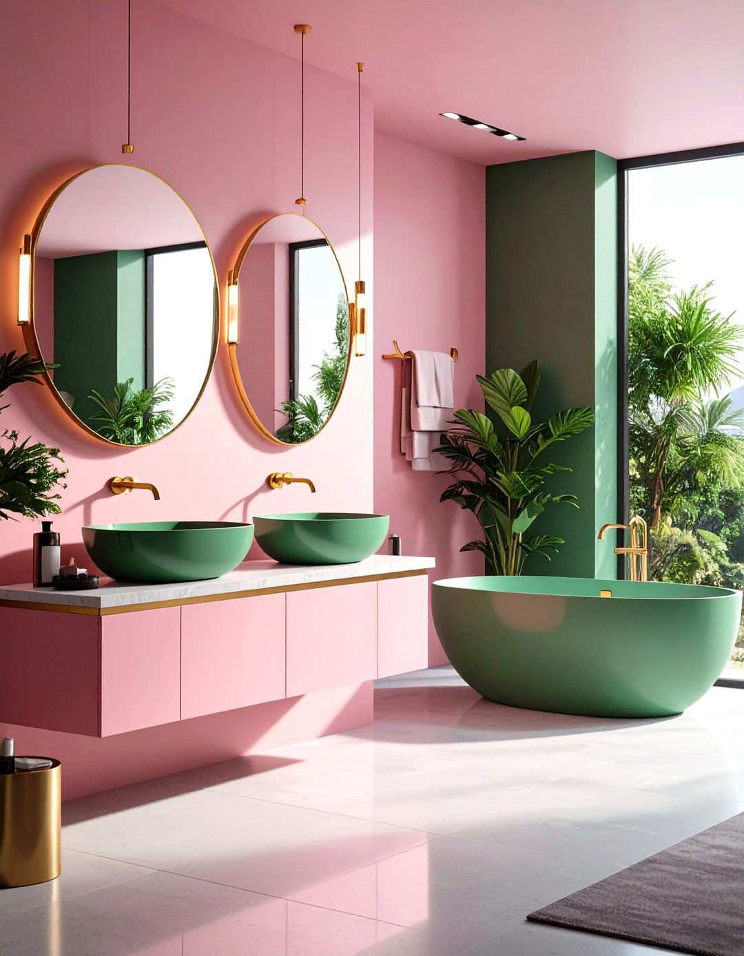 Futuristic Pink and Green Innovation - 24 Pink and Green Bathroom Design Ideas