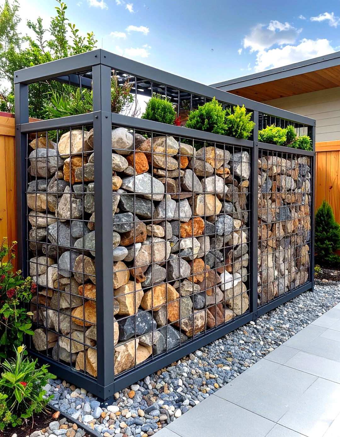 Gabion Rock Wall Construction - 24 Patio Wall Ideas