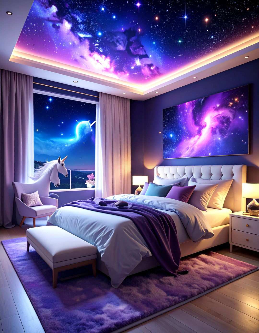 Galaxy Unicorn Dreamscape - 24 Unicorn Bedroom Ideas