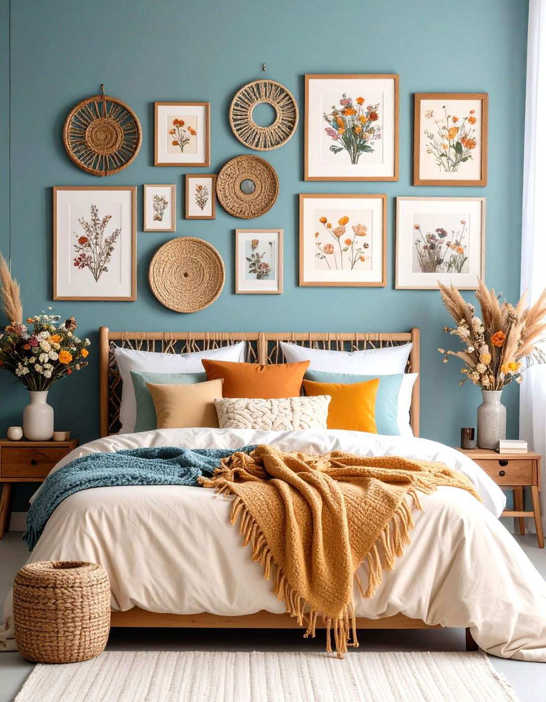 Gallery Wall Eclectic Mix - 24 Small Boho Bedroom Ideas