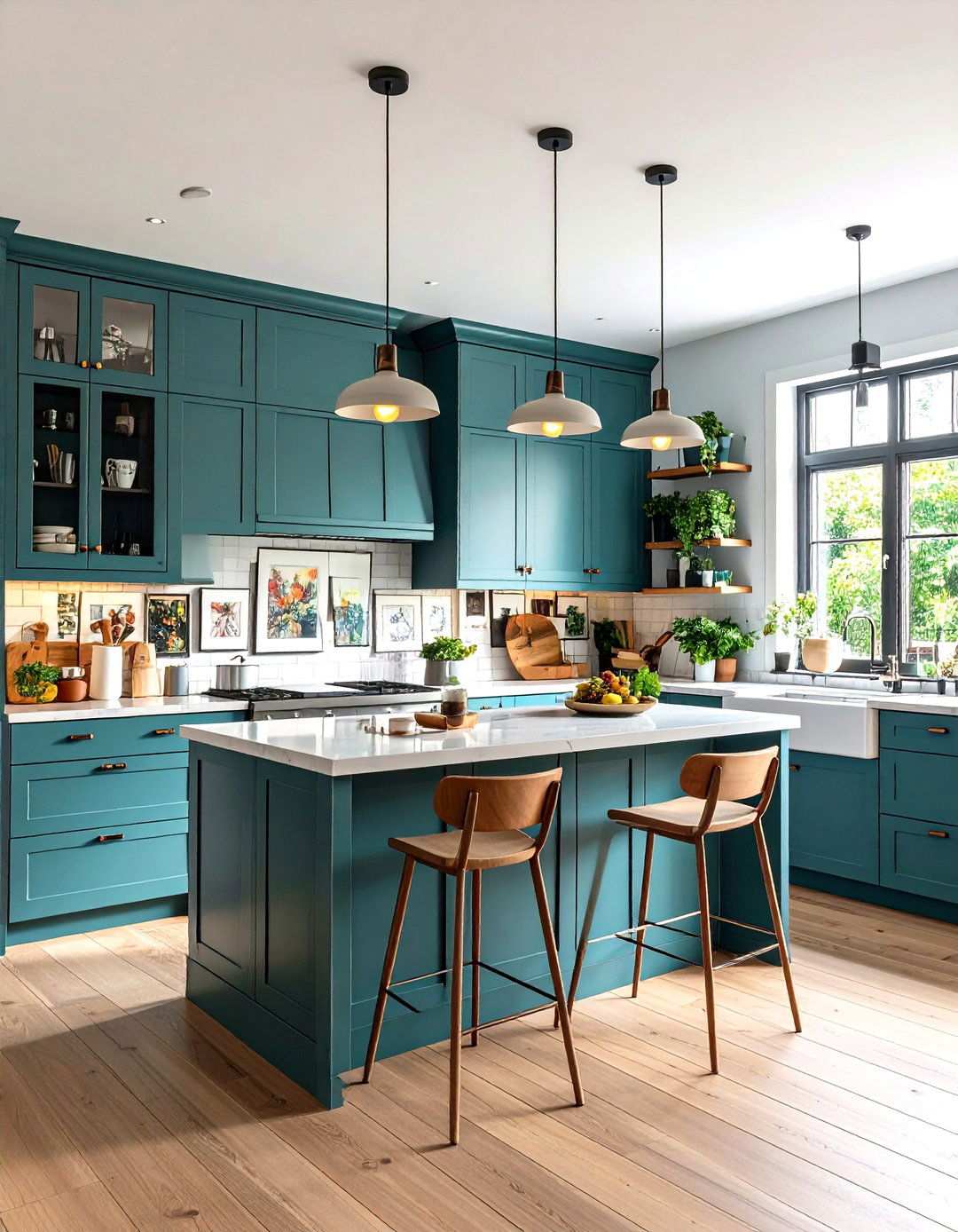Gallery Wall Kitchen with Eclectic Art Display - 24 Maximalist Kitchen Decor Ideas