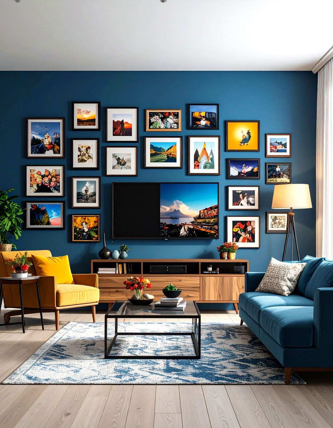 Gallery Wall with Integrated Television - 24 Tv Accent Wall Ideas
