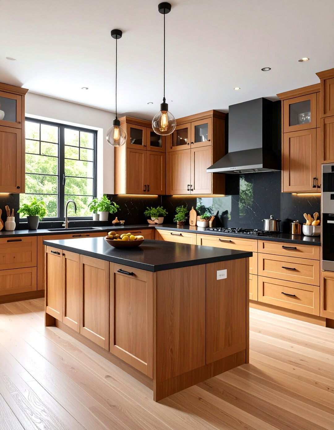 Galley Kitchen Brown Cabinet Optimization - 24 kitchen with brown cabinets and black countertops ideas