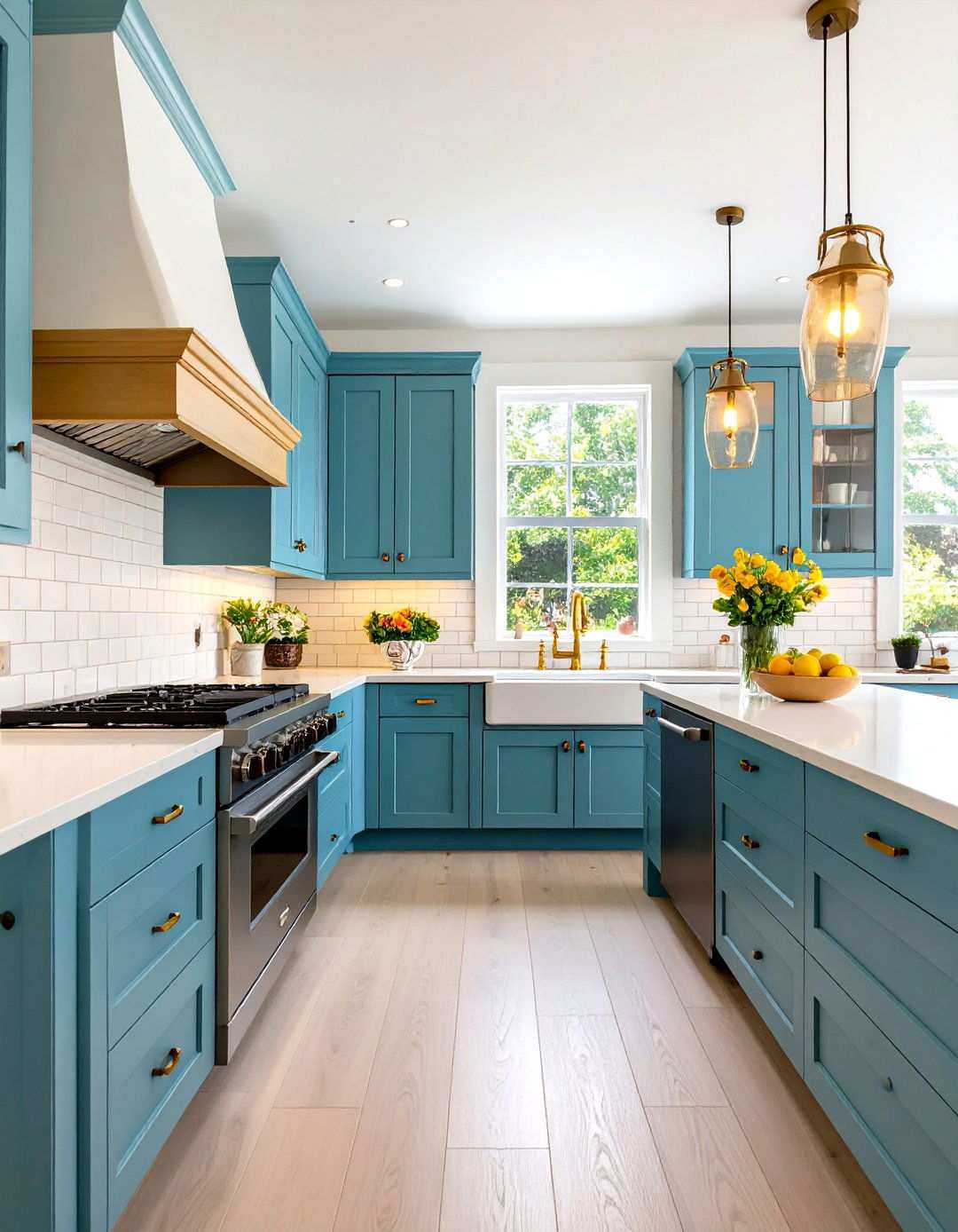 Galley Kitchen Layout with Light Colors - 24 Townhouse Kitchen Ideas